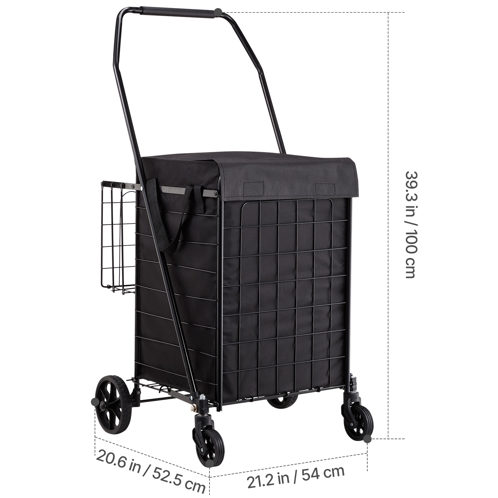 Heavy Duty Folding Shopping Cart With Dual Baskets And Wheels_voghion.com